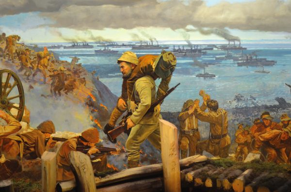 ALEKSANDER SAMSONOV. Panorama. Tablo. Portre. Peyzaj. Natürmort. Restorasyon 19 “ÇANAKKALE” Dioraması fragmanı. 350×4000. Tuval üzeri yağlıboya. 2002