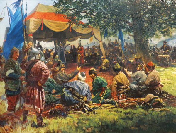 “OSMAN BEYİN BEYLİĞİNİN İLANI” Tablosu. 170X220. Tuval üzeri yağlıboya. 2008