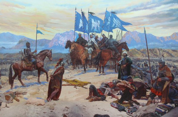 “MALAZGİRT MEYDAN MUHAREBESİ” Dioraması fragmanı. 500×1000. Tuval üzeri yağlıboya. 2009