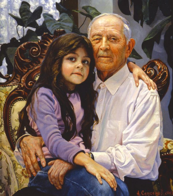 “İ. PROŞEÇKİN VE TORUNU” Portresi. Tuval üzeri yağlıboya. 2003