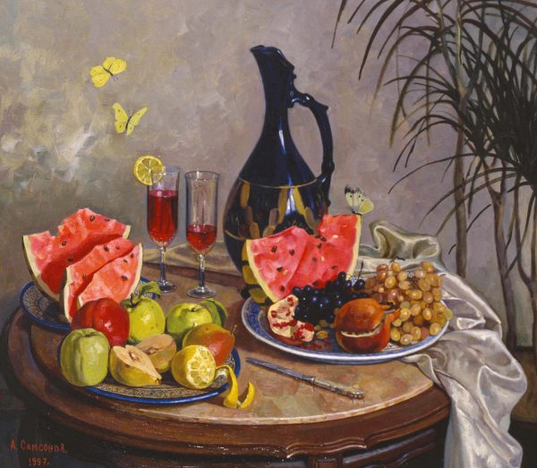 YAZ AROMASI” Natürmort. Tuval üzeri yağlıboya. 1997