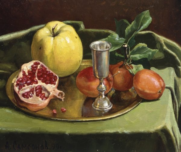 “CENNET ELMALARI” Natürmort. Tuval üzeri yağlıboya. 1999